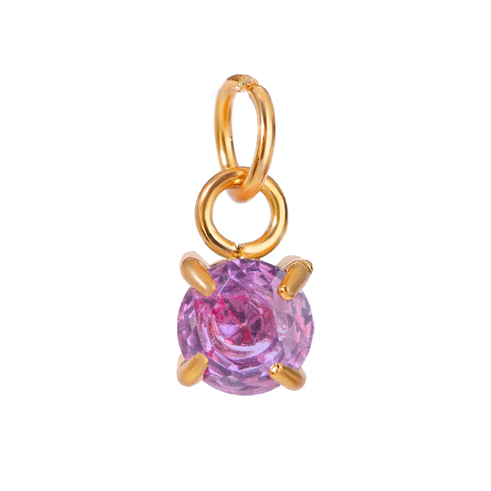 Birthstone Charm Pendant – 18K Gold Plated Stainless Steel