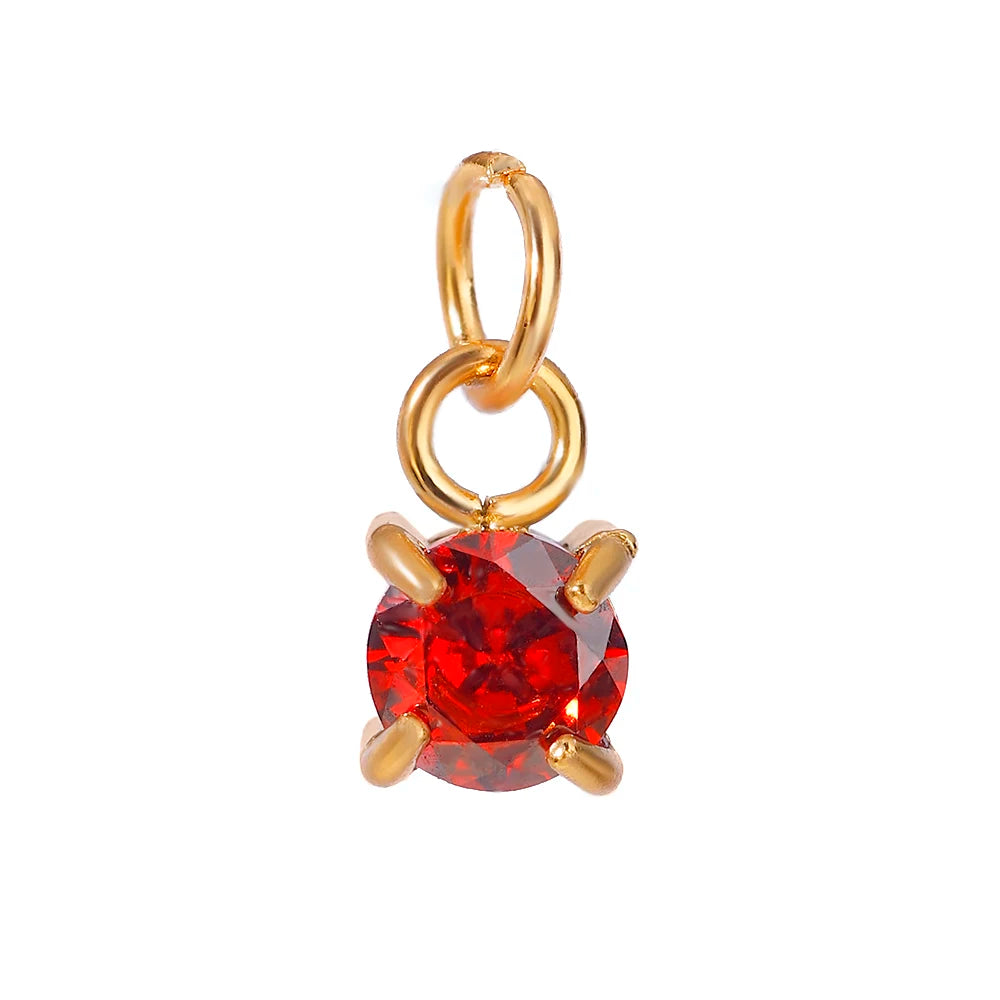 Birthstone Charm Pendant – 18K Gold Plated Stainless Steel