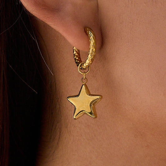 Celestial Pearl Drop Earrings – 18K Gold Plated Stainless Steel