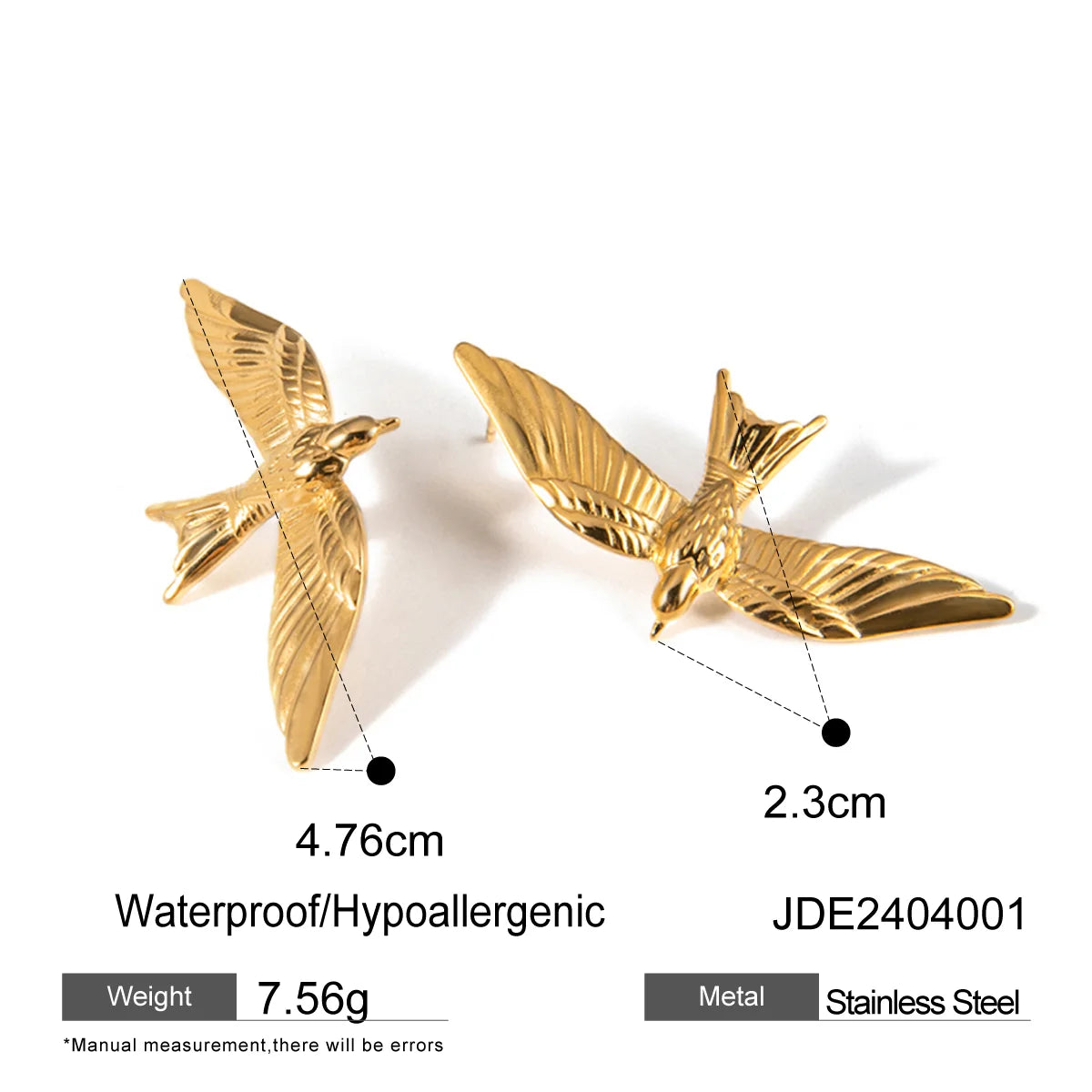 Peace Dove Retro Bird Tassel Earrings Brooch 18K PVD Plated Women Stainless Steel Anti Allergic Rust Proof Stylish Jewelry