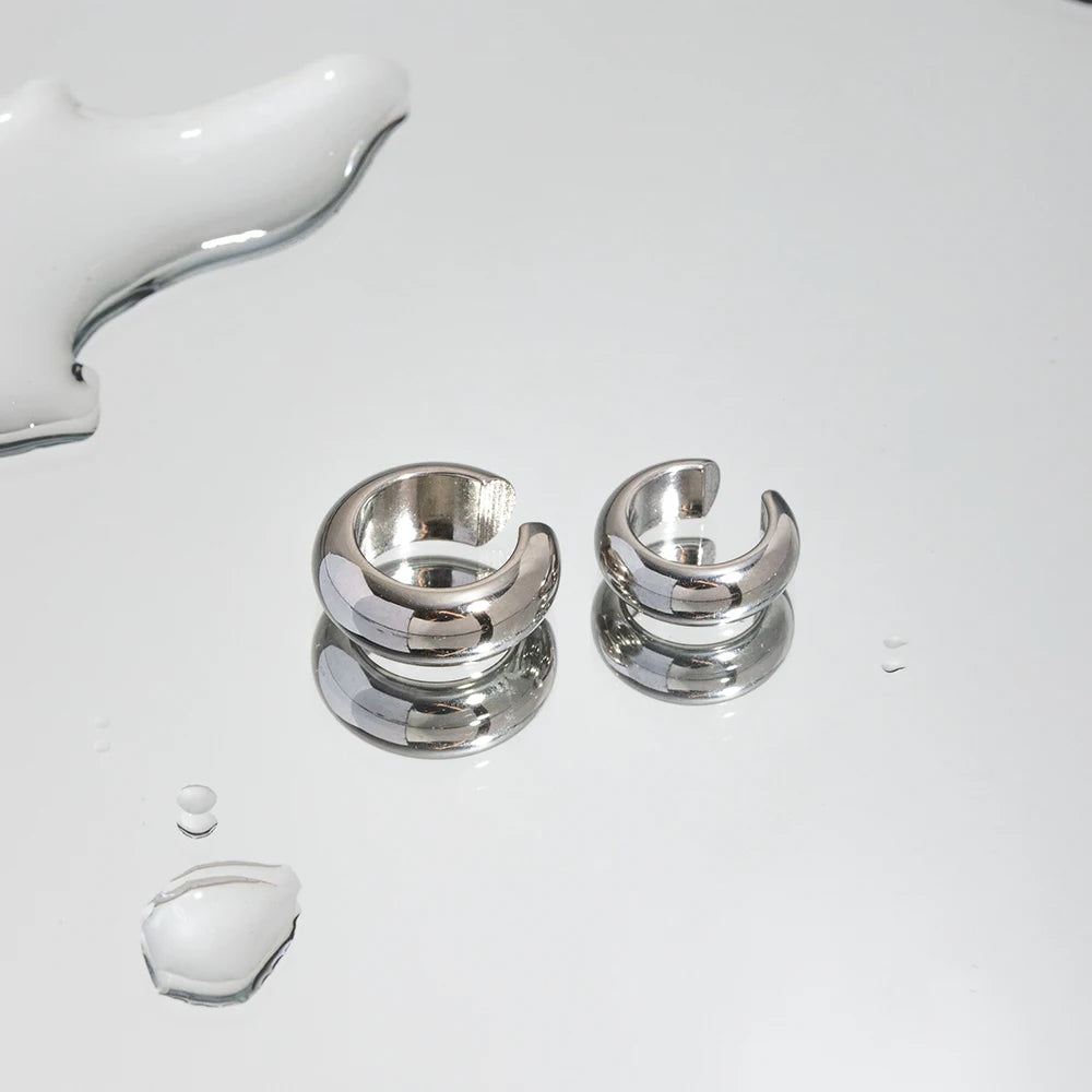 Chunky C-Shaped Ear Clips – Stainless Steel