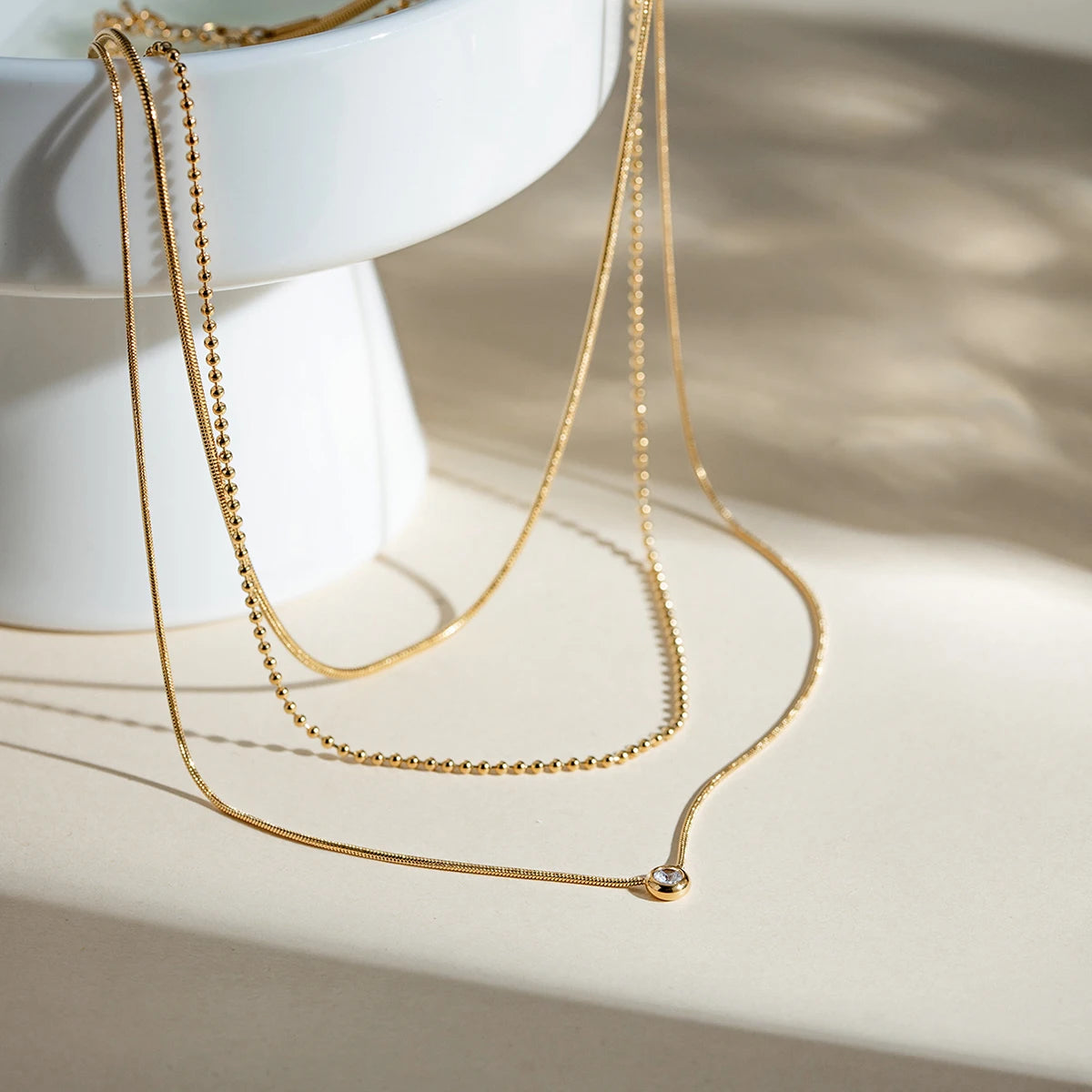 Layered Y-Necklace – 18K Gold Plated Stainless Steel