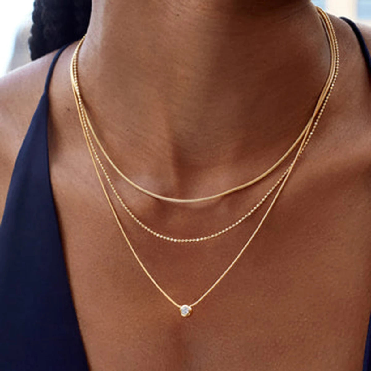 Layered Y-Necklace – 18K Gold Plated Stainless Steel