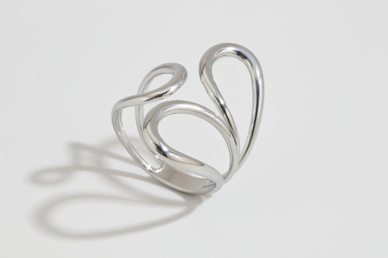 Irregular Winding Open Ring - 18K Plated Stainless Steel
