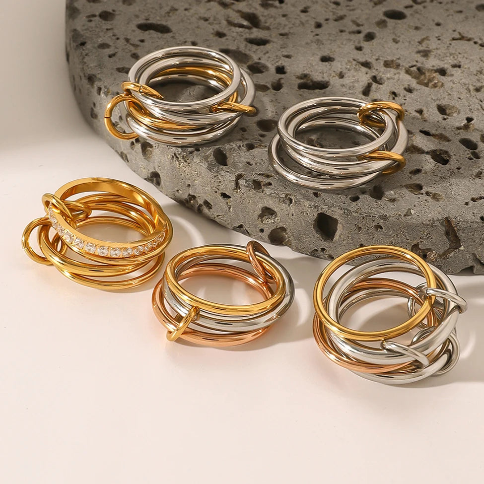 Trinity Interlocking Ring - 18K Gold & Silver Plated