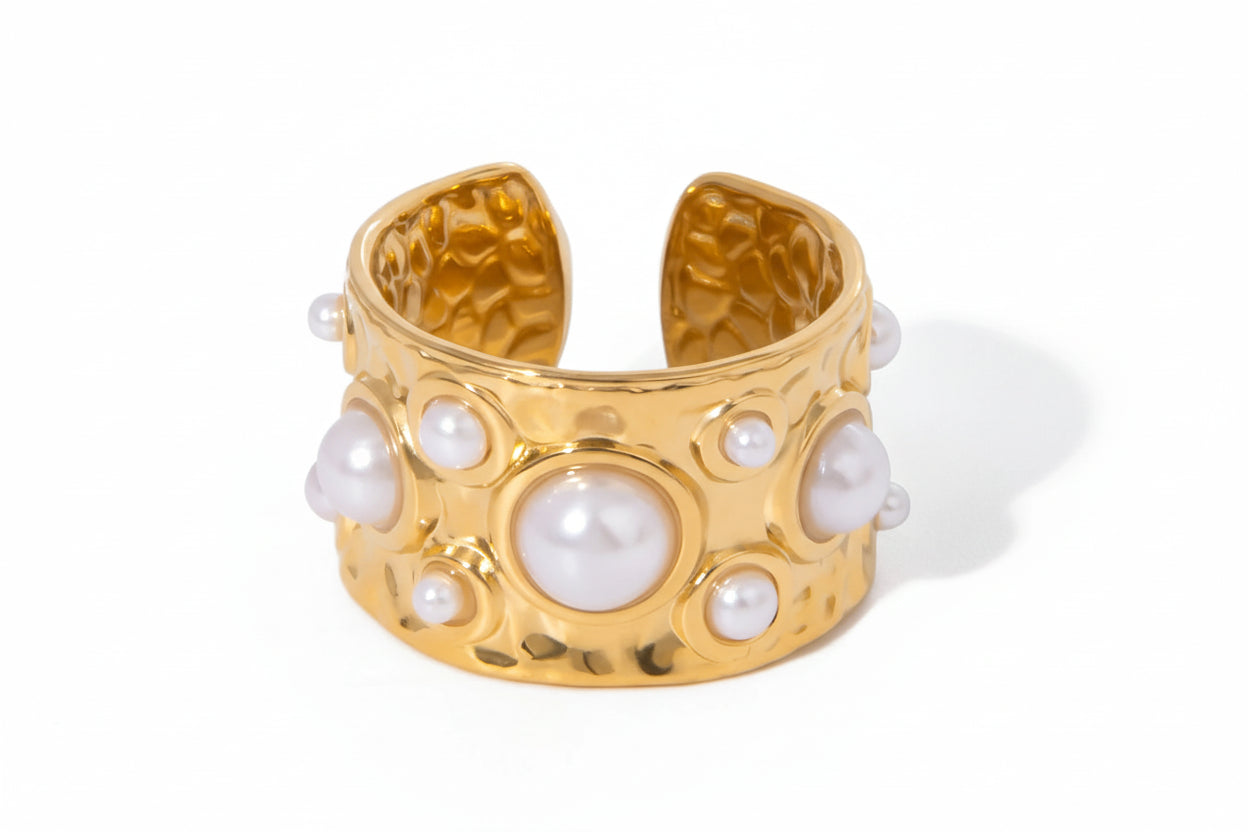 Pearl Open Ring – 18K Gold Plated Stainless Steel