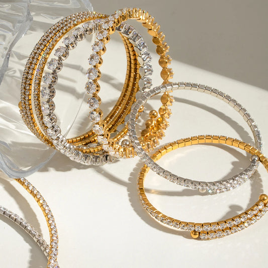 Zircon Layered Bracelet – 18K Gold Plated Stainless Steel
