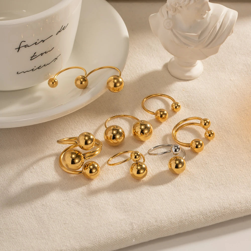 Orbit Sphere Adjustable Ring Set – 18K Gold Plated Stainless Steel