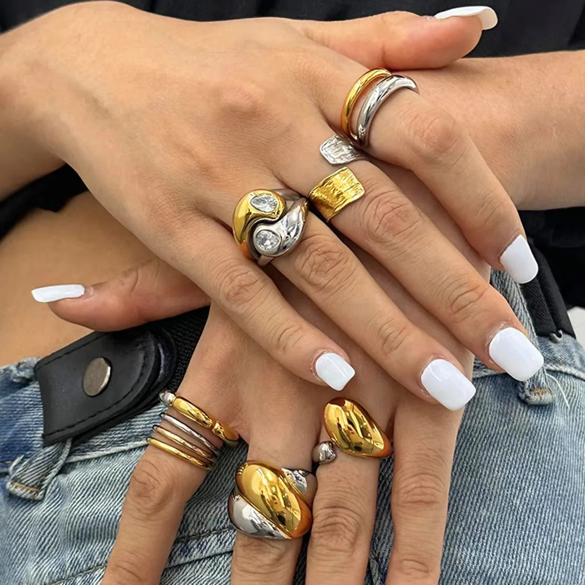 Double Line Irregular Open Ring – 18K Gold Plated Stainless Steel