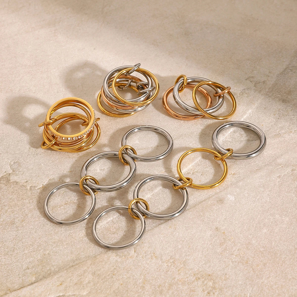 Trinity Interlocking Ring - 18K Gold & Silver Plated