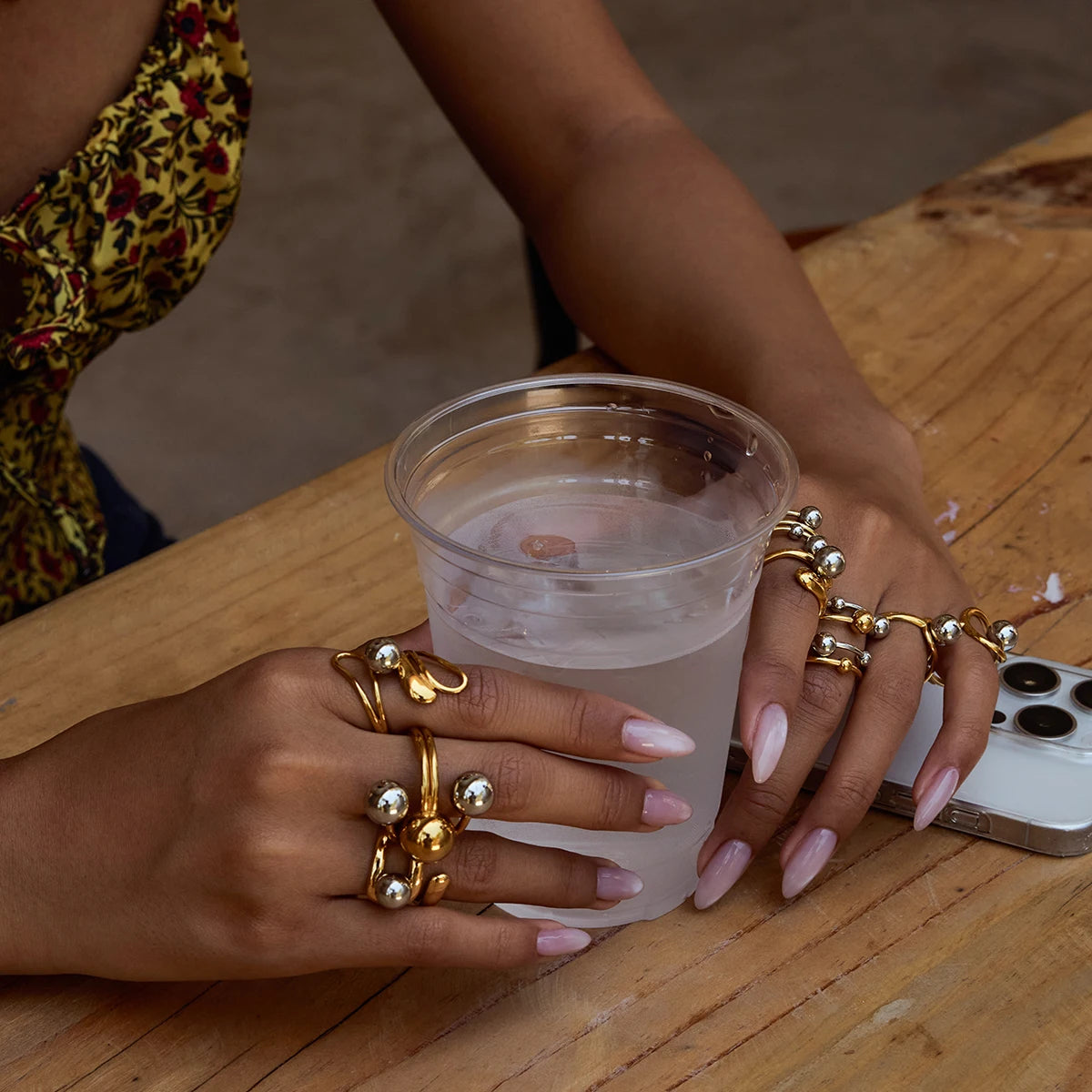 Sculpted Gold Ball Ring — 18K Plated Stainless Steel