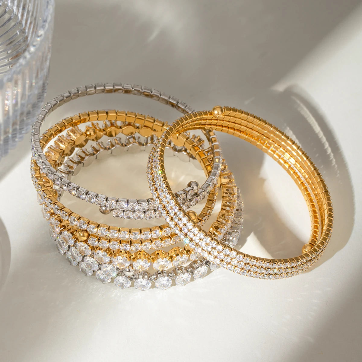 Zircon Layered Bracelet – 18K Gold Plated Stainless Steel