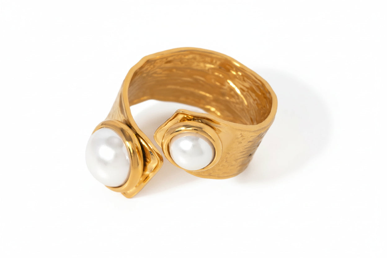 Pearl Open Ring – 18K Gold Plated Stainless Steel