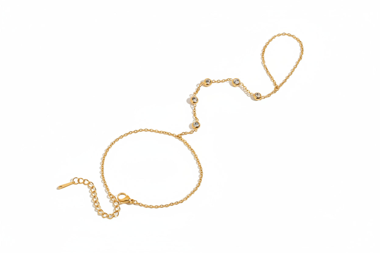 Minimalist 18k Gold Plated O-chain Finger Linked Bracelet Chain Stainless Steel Women Exquisite Jewelry Bijoux Femme