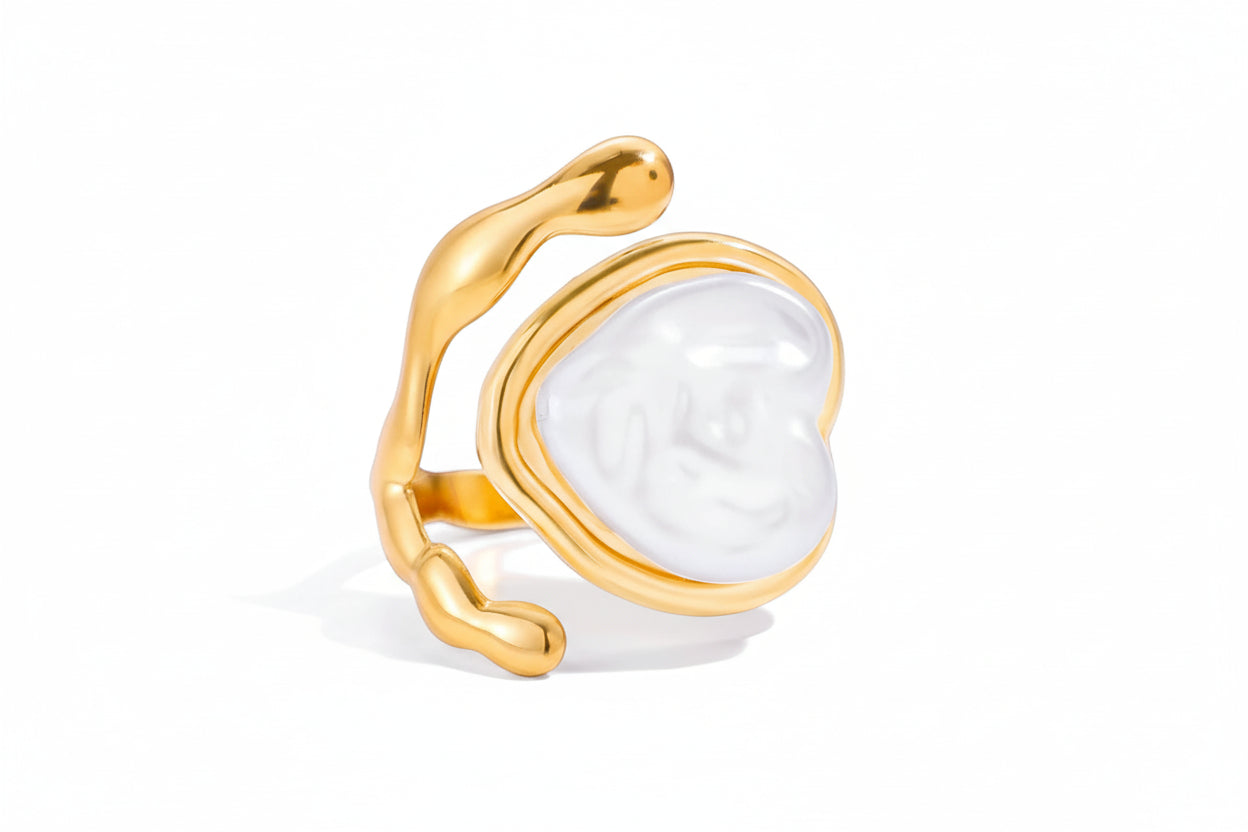 Pearl Open Ring – 18K Gold Plated Stainless Steel
