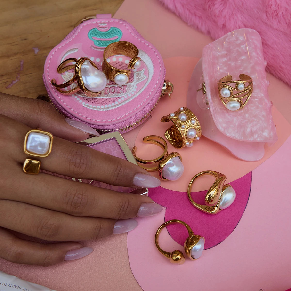 Pearl Open Ring – 18K Gold Plated Stainless Steel