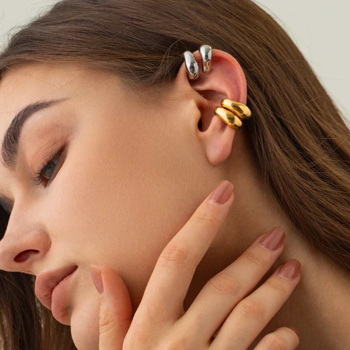 Triple Layer Ear Clips – 18K Gold Plated Stainless Steel