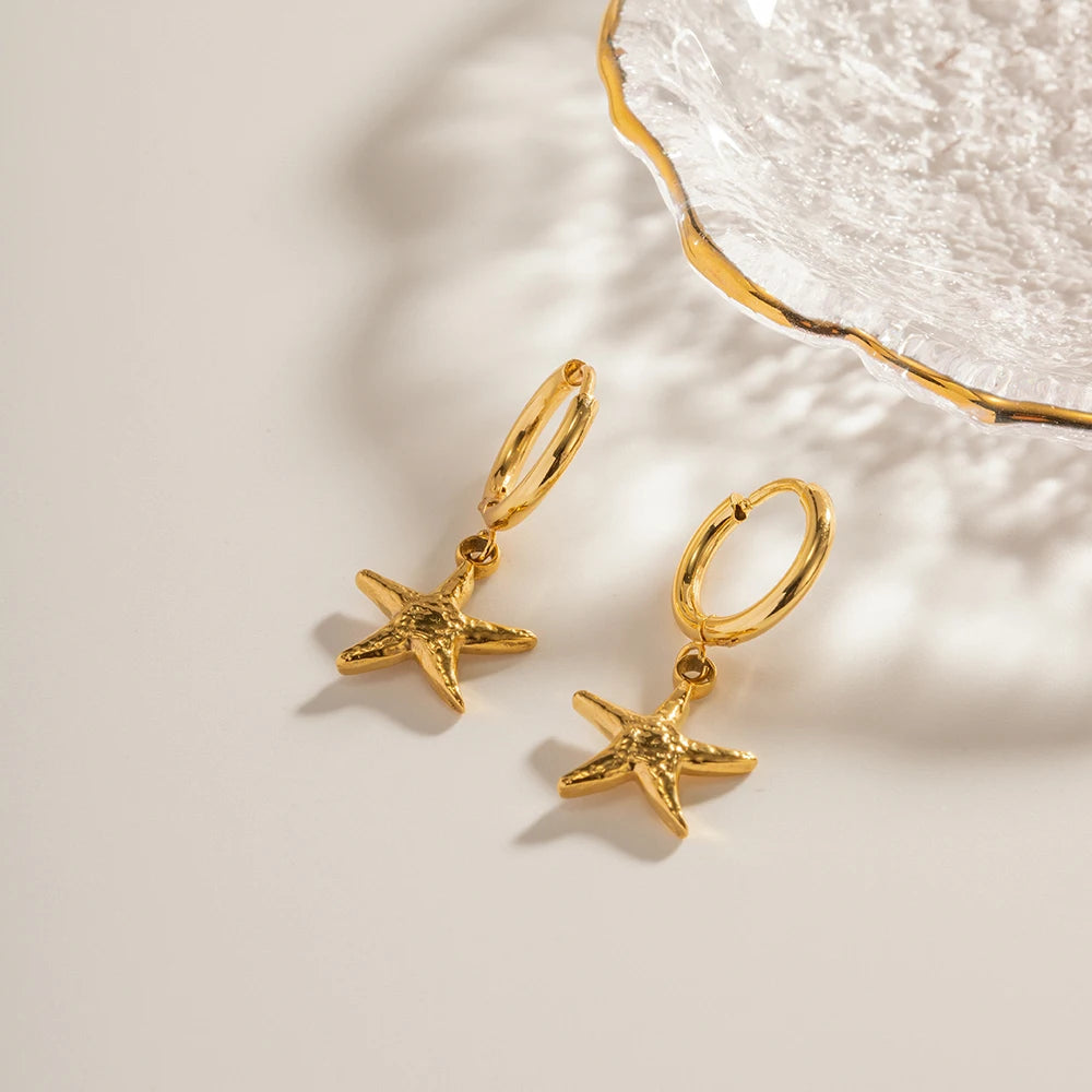 Starfish Drop Earrings – Stainless Steel