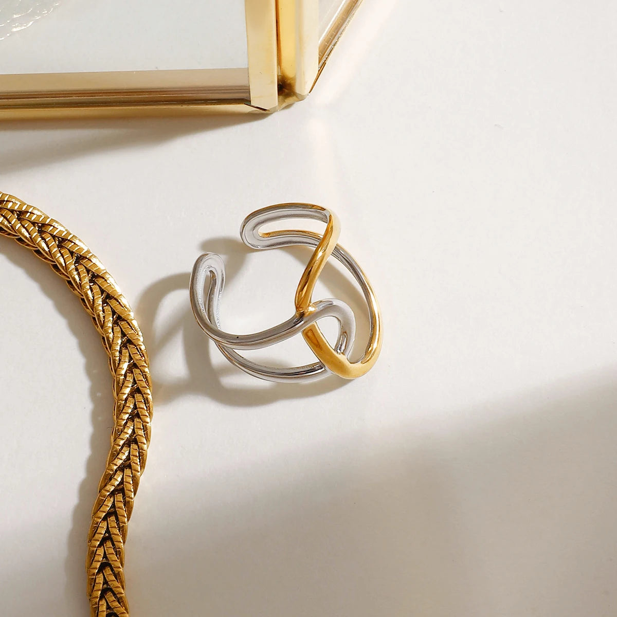 Irregular Winding Open Ring - 18K Plated Stainless Steel