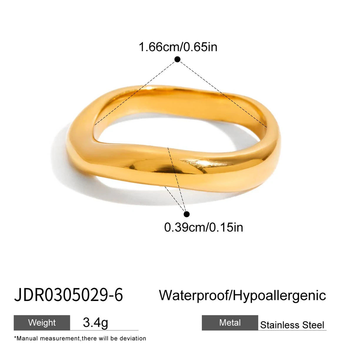 Rhinestone Band Ring – 18K Gold Plated Stainless Steel