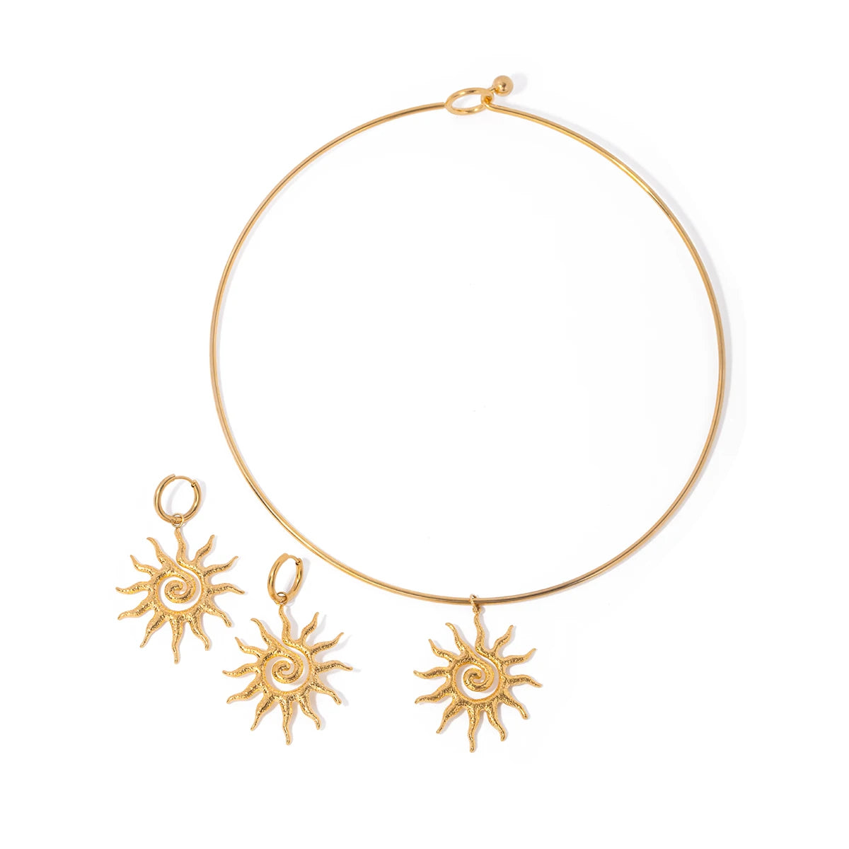 Spiral Sunflower Jewelry Set – 18K Gold Plated Stainless Steel