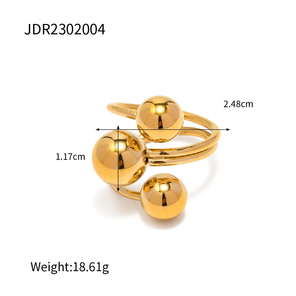 Orbit Sphere Adjustable Ring Set – 18K Gold Plated Stainless Steel