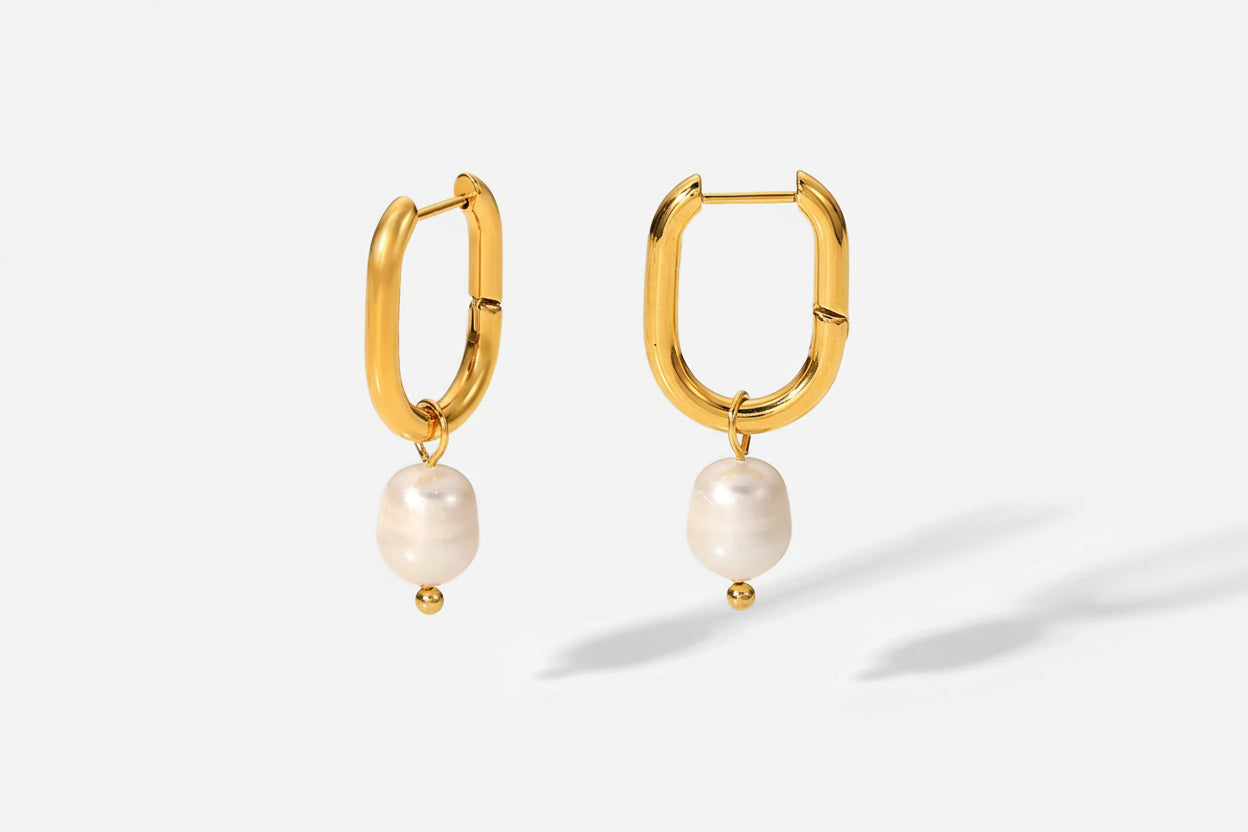 Light Cozy Stainless Steel Waterproof Pendant Earring With Imitation Pearl Charms PVD Real Gold 18K Plated Trendy Jewelry Women