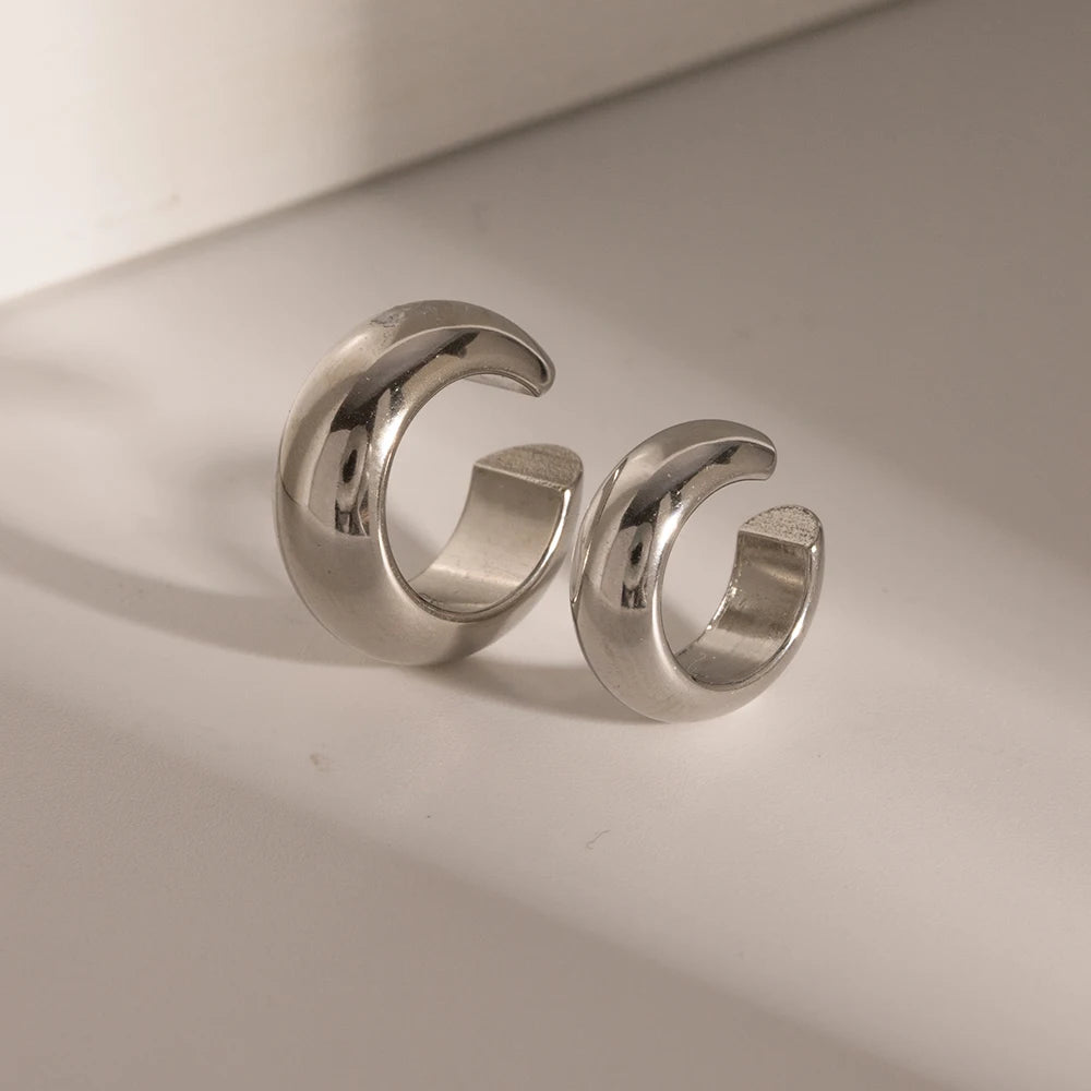 Chunky C-Shaped Ear Clips – Stainless Steel