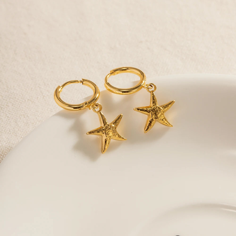 Starfish Drop Earrings – Stainless Steel
