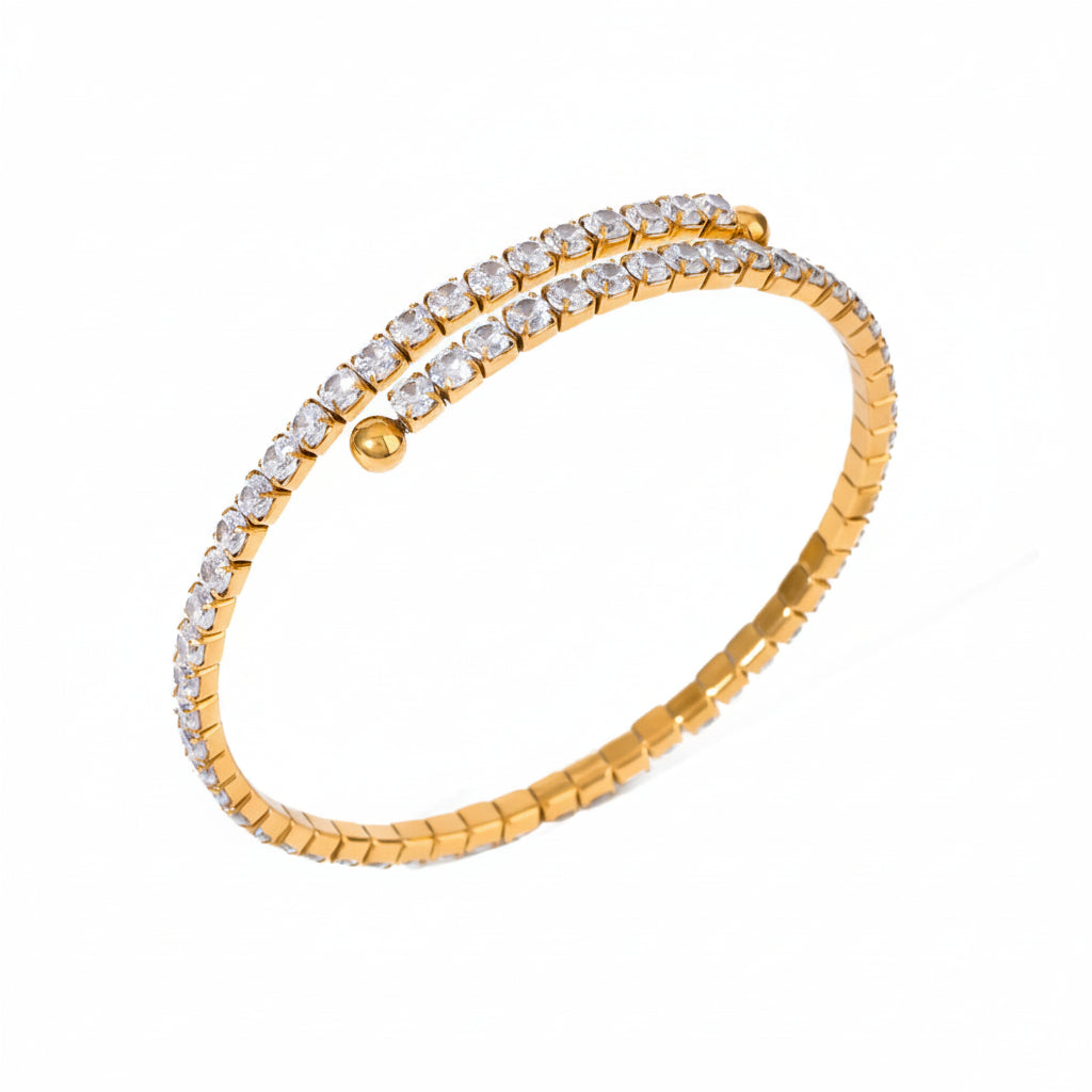 Zircon Layered Bracelet – 18K Gold Plated Stainless Steel