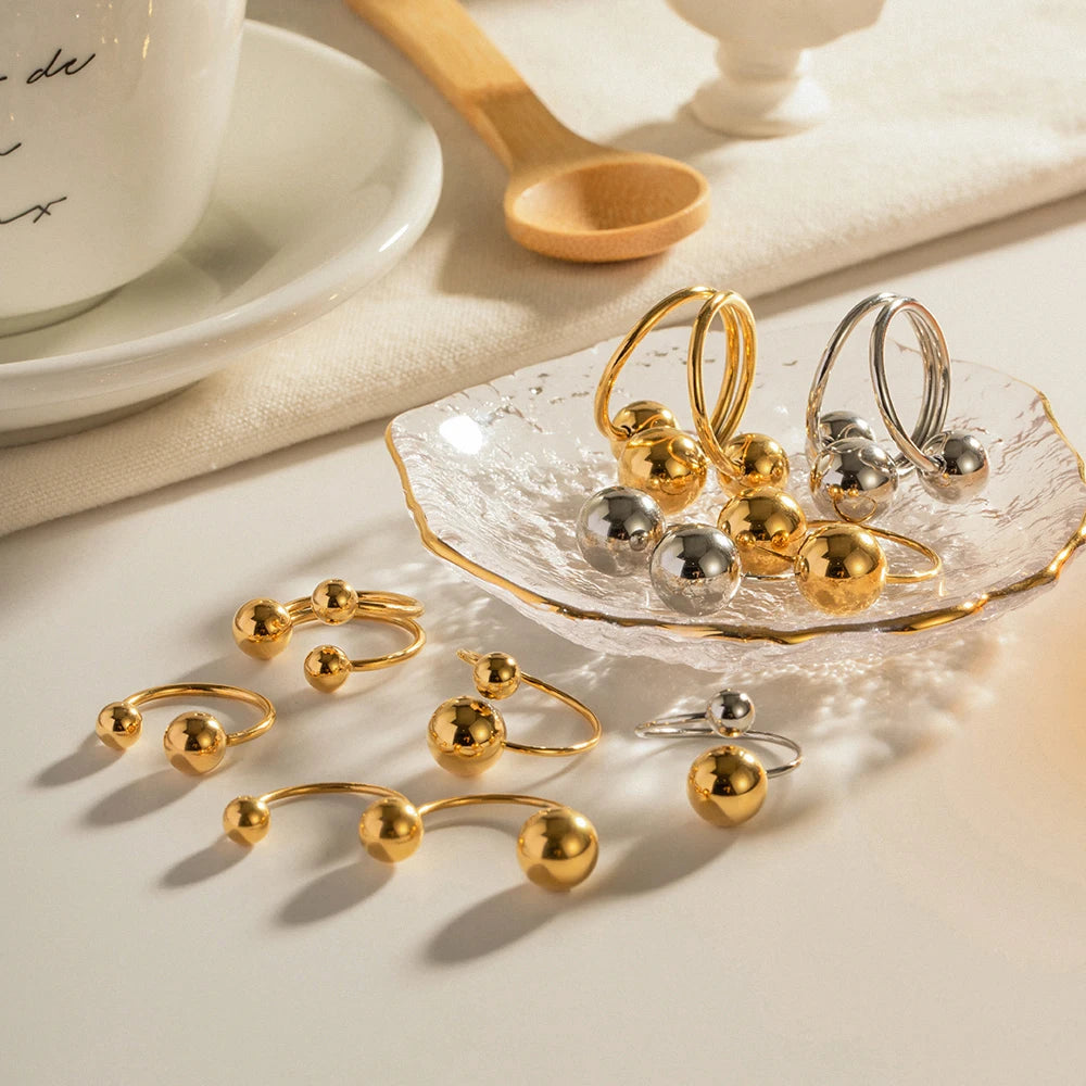 Orbit Sphere Adjustable Ring Set – 18K Gold Plated Stainless Steel