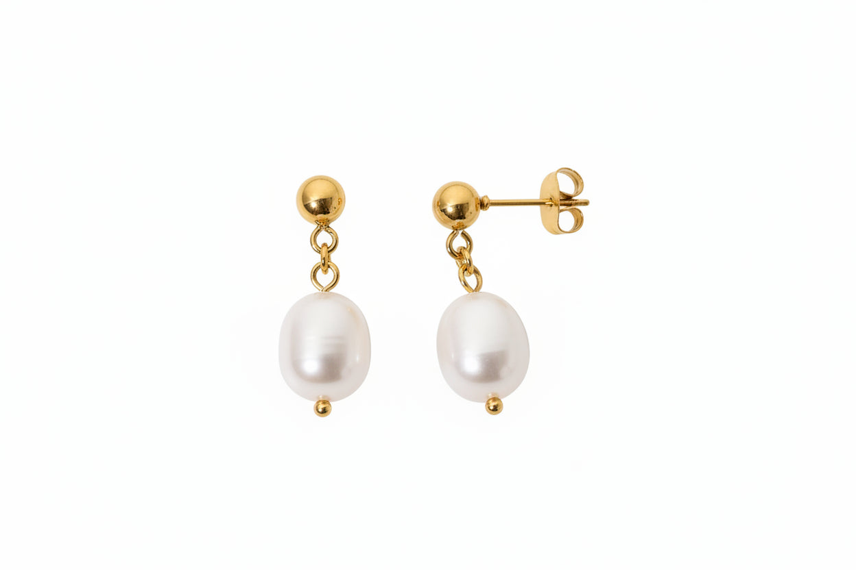 Light Cozy Stainless Steel Waterproof Pendant Earring With Imitation Pearl Charms PVD Real Gold 18K Plated Trendy Jewelry Women