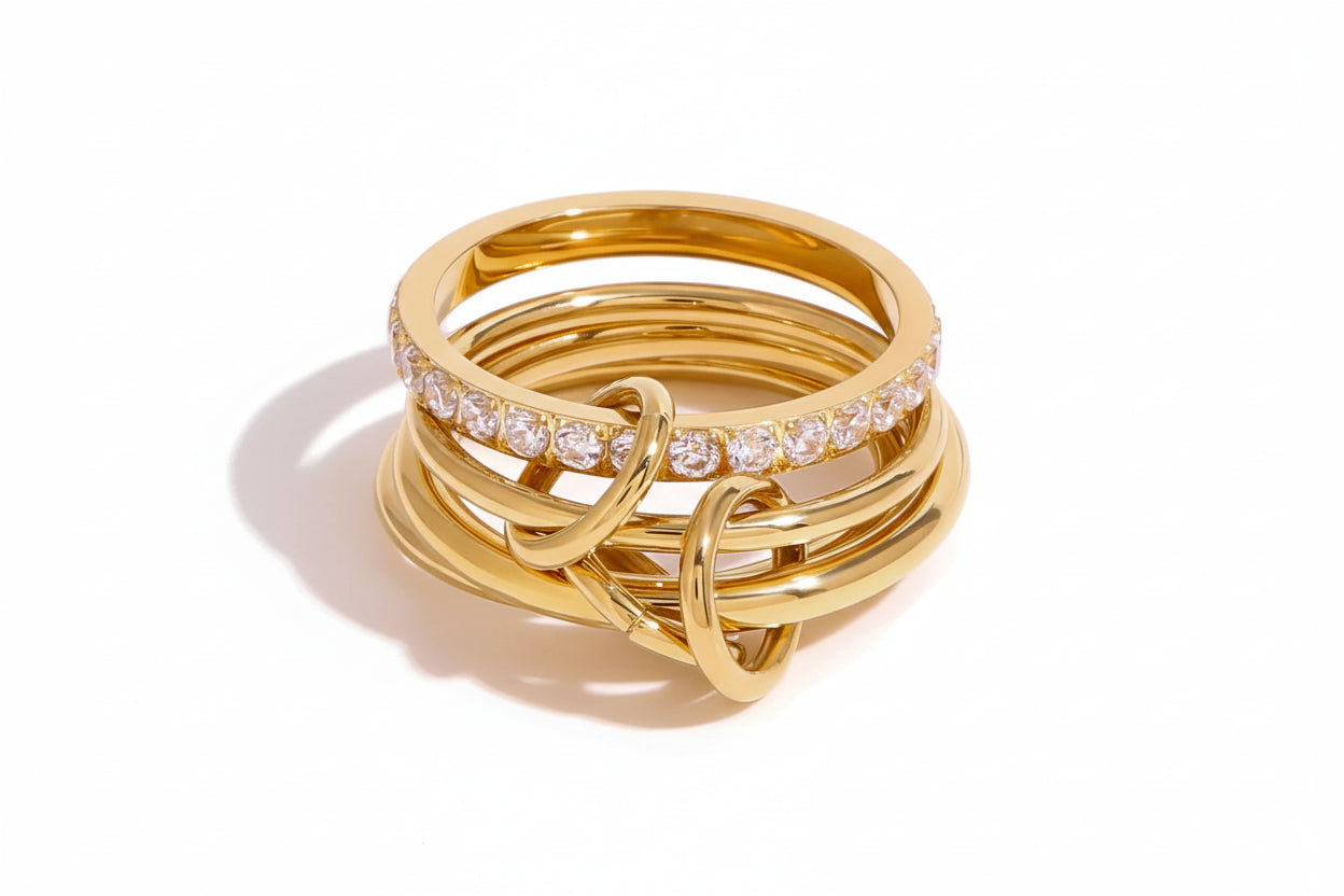 Trinity Interlocking Ring - 18K Gold & Silver Plated