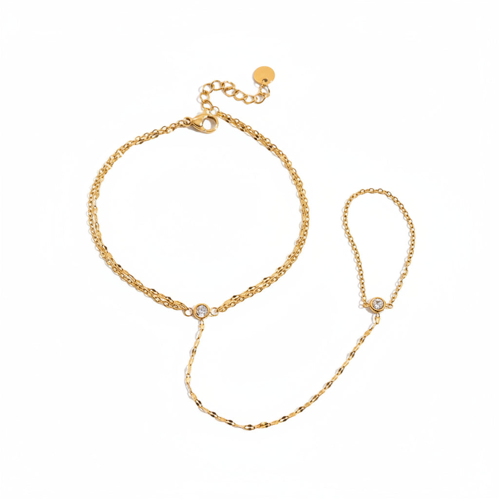 Minimalist 18k Gold Plated O-chain Finger Linked Bracelet Chain Stainless Steel Women Exquisite Jewelry Bijoux Femme