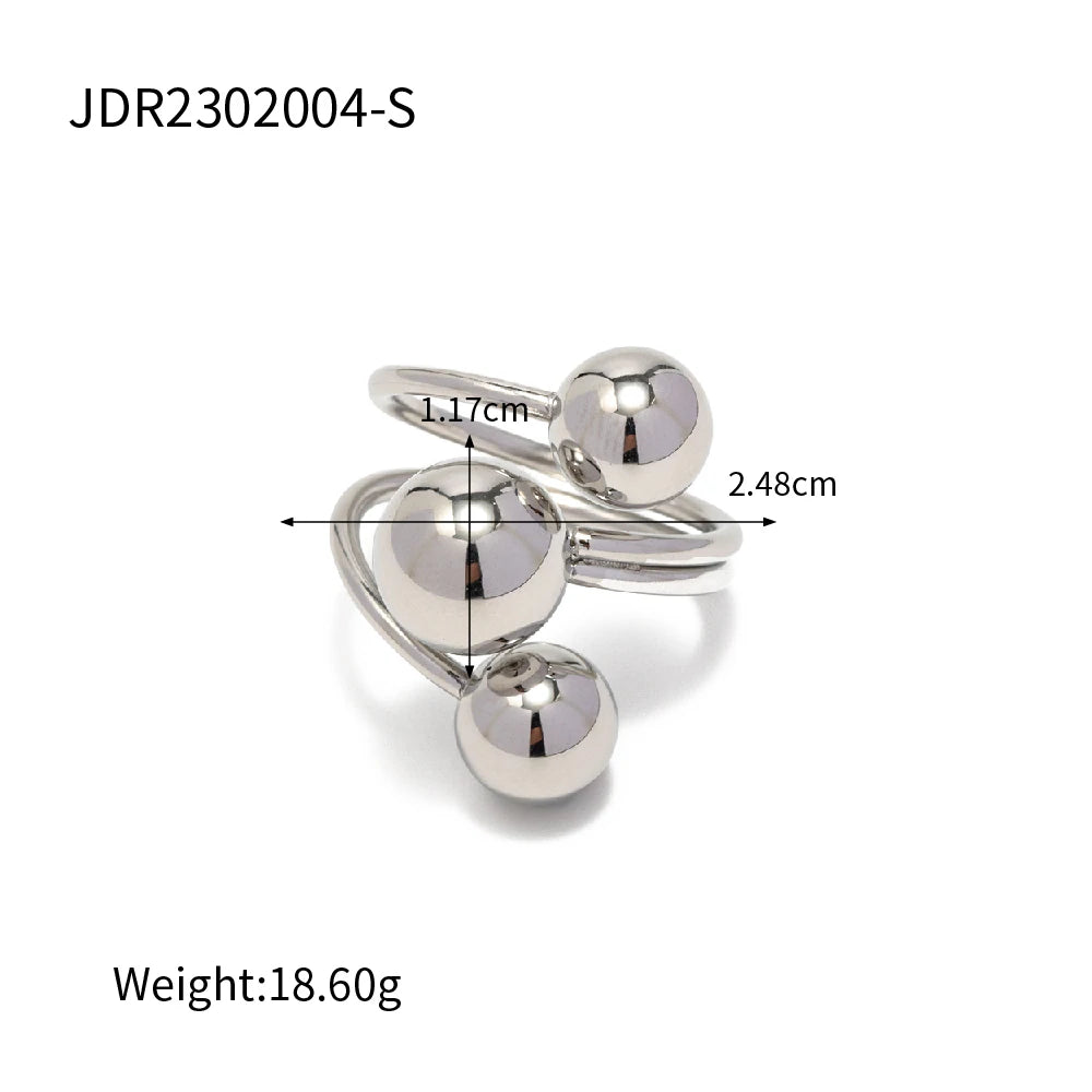 Orbit Sphere Adjustable Ring Set – 18K Gold Plated Stainless Steel