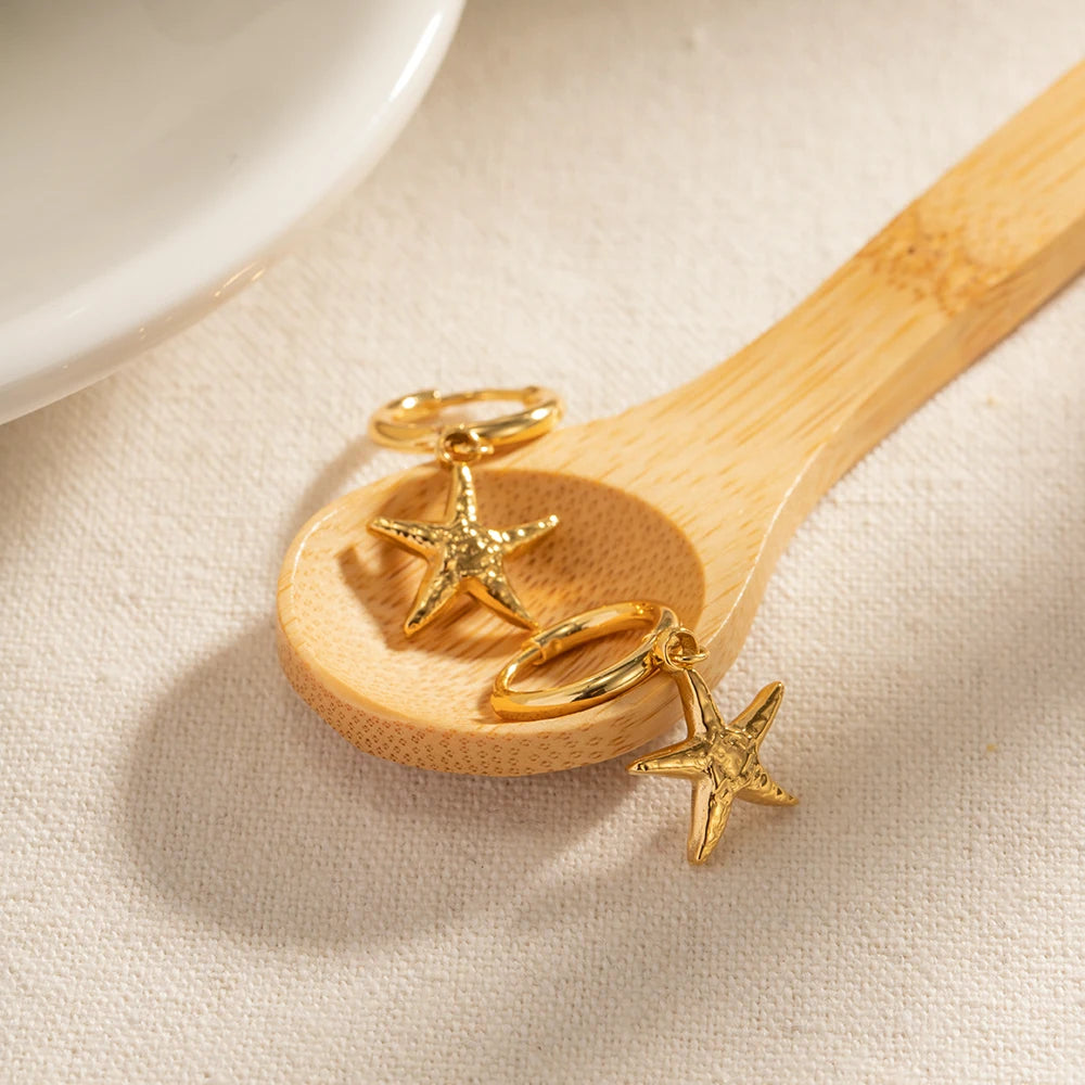 Starfish Drop Earrings – Stainless Steel