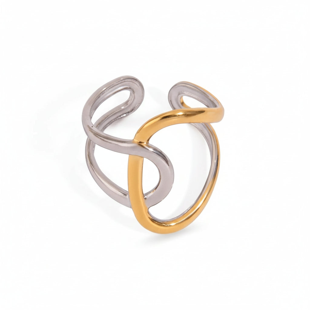 Irregular Winding Open Ring - 18K Plated Stainless Steel