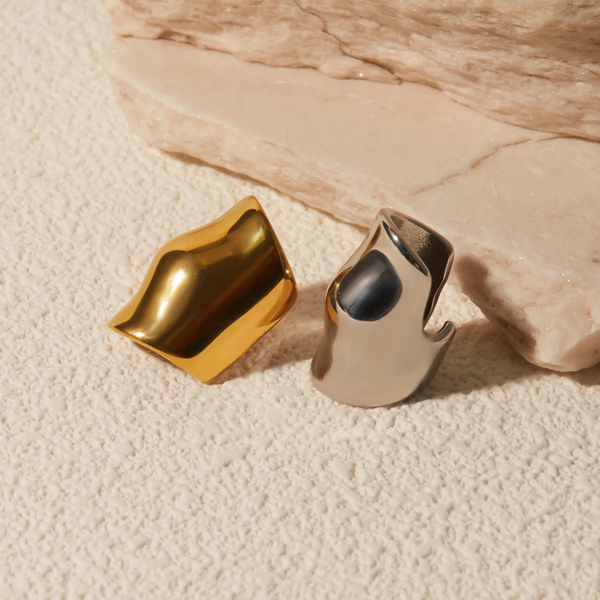 Irregular Sculptural Ear Clips – 18K Gold Plated Stainless Steel