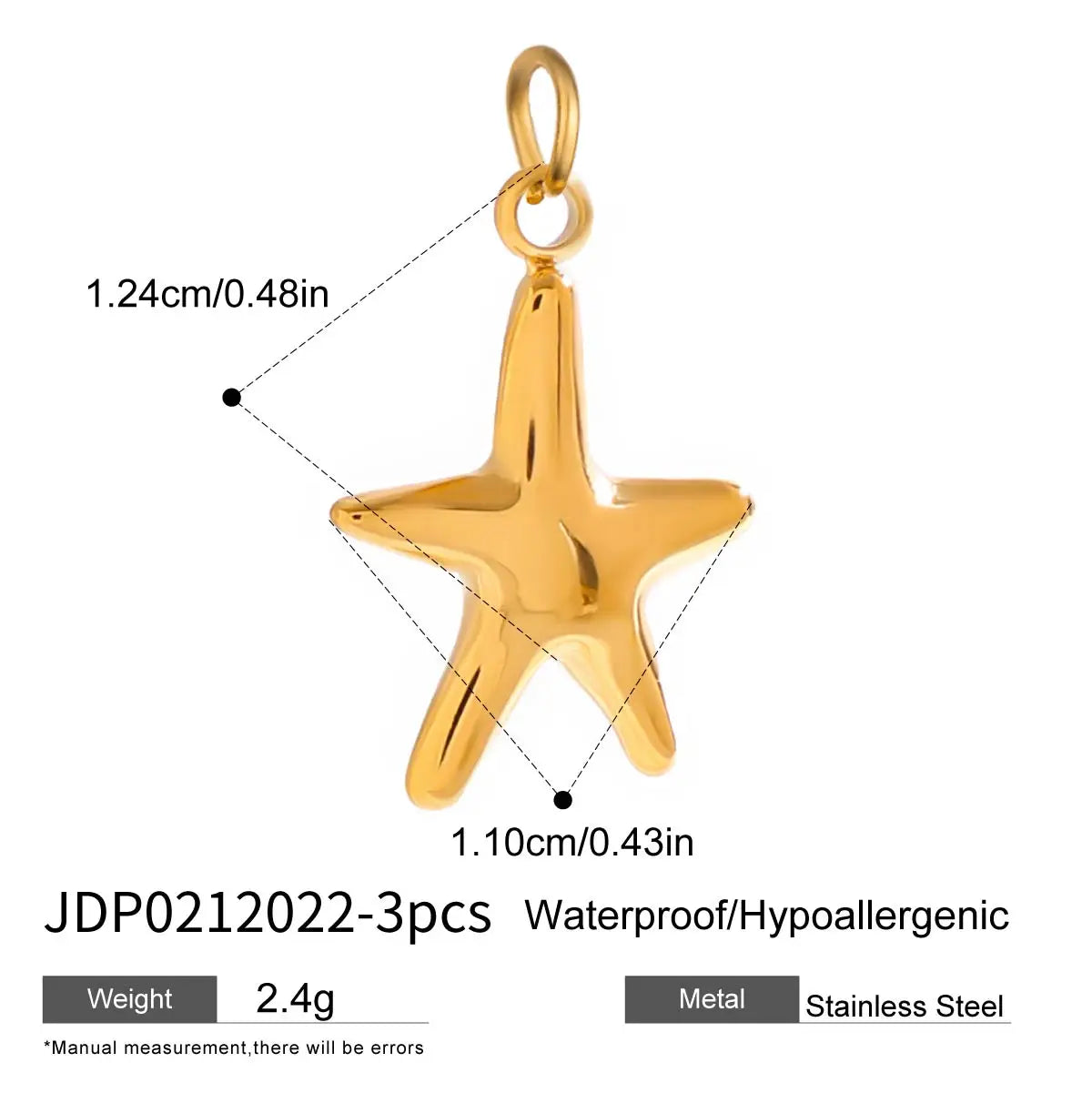 Zora Ocean Vacation 18K Gold Plated Stainless Steel Starfish Shell Pendant DIY Accessories Making Supplies for Necklace Bracelet