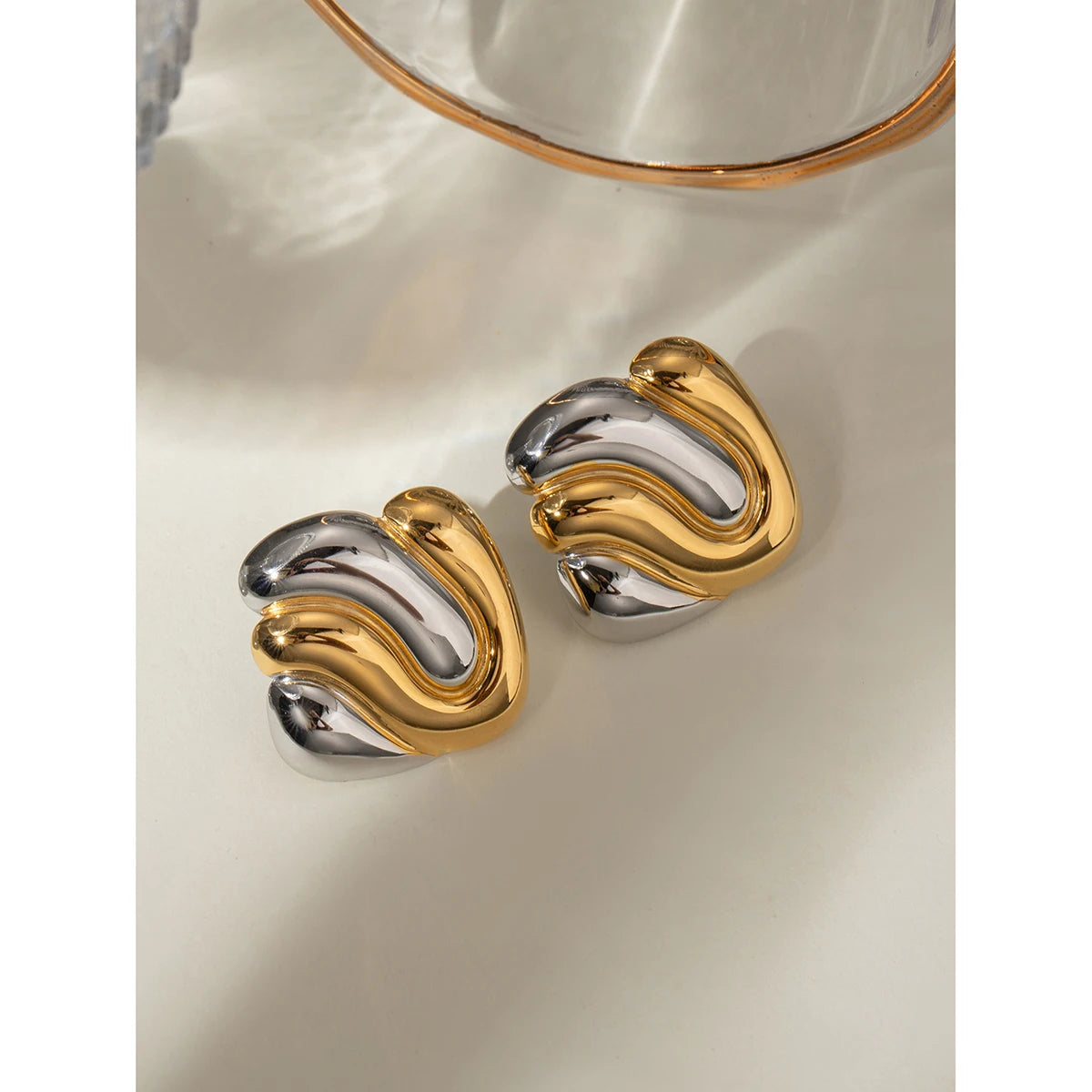 Textured Irregular Stud Earrings – 18K Gold Plated Stainless Steel