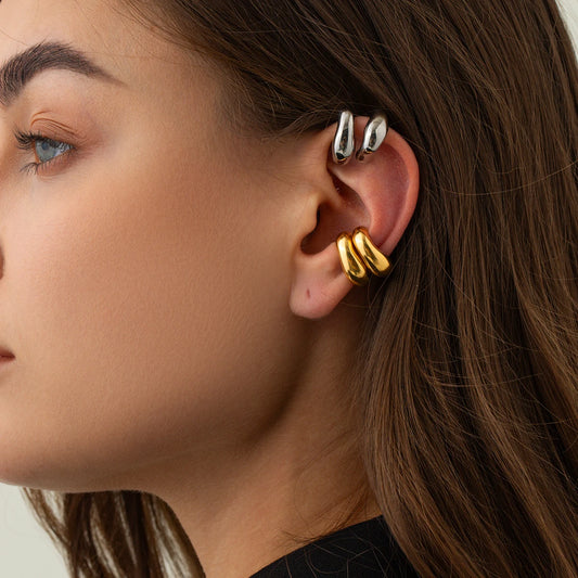 Triple Layer Ear Clips – 18K Gold Plated Stainless Steel