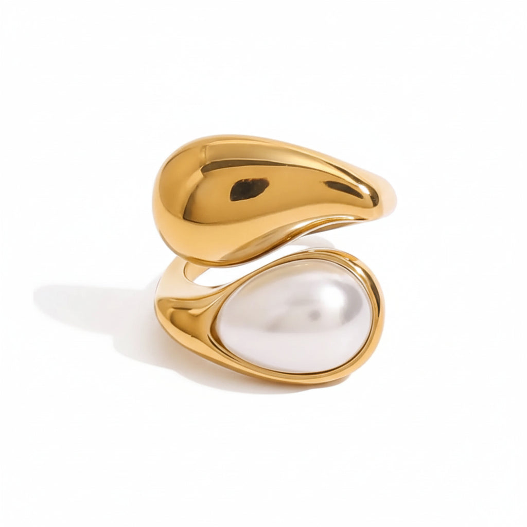 Pearl Open Ring – 18K Gold Plated Stainless Steel