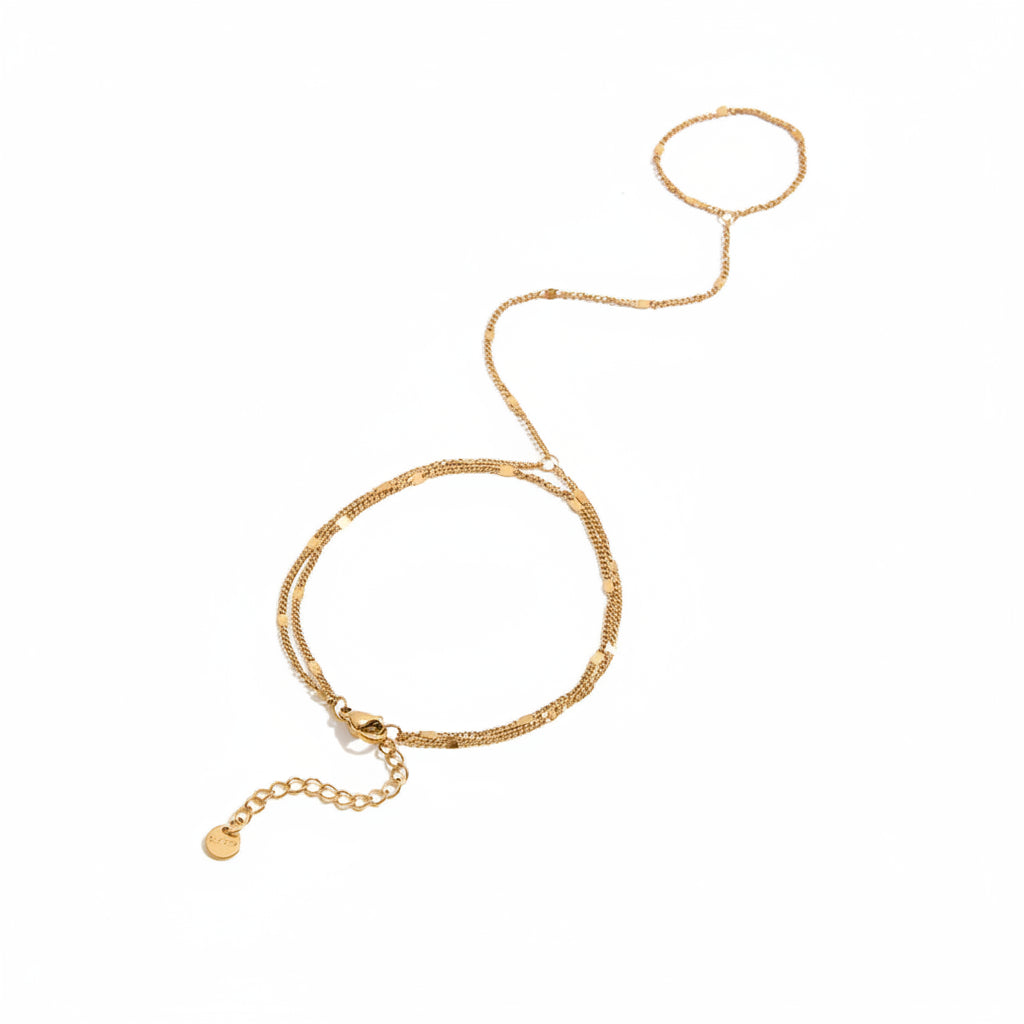 Minimalist 18k Gold Plated O-chain Finger Linked Bracelet Chain Stainless Steel Women Exquisite Jewelry Bijoux Femme