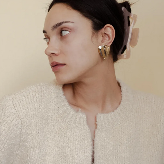 Flower Leaf Stud Earrings – 18K Gold Plated Stainless Steel