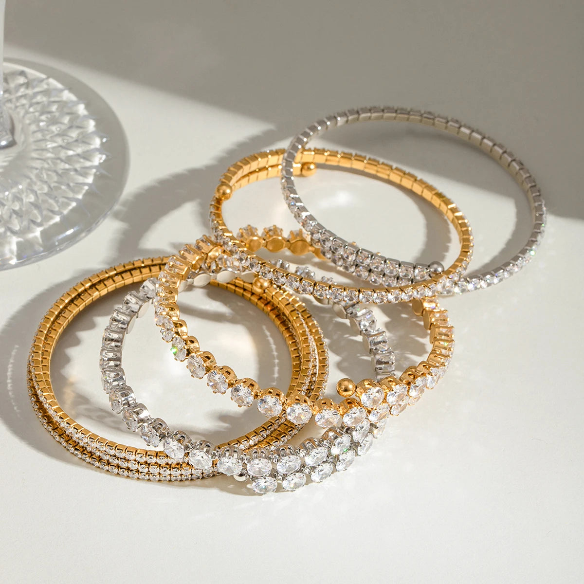 Zircon Layered Bracelet – 18K Gold Plated Stainless Steel