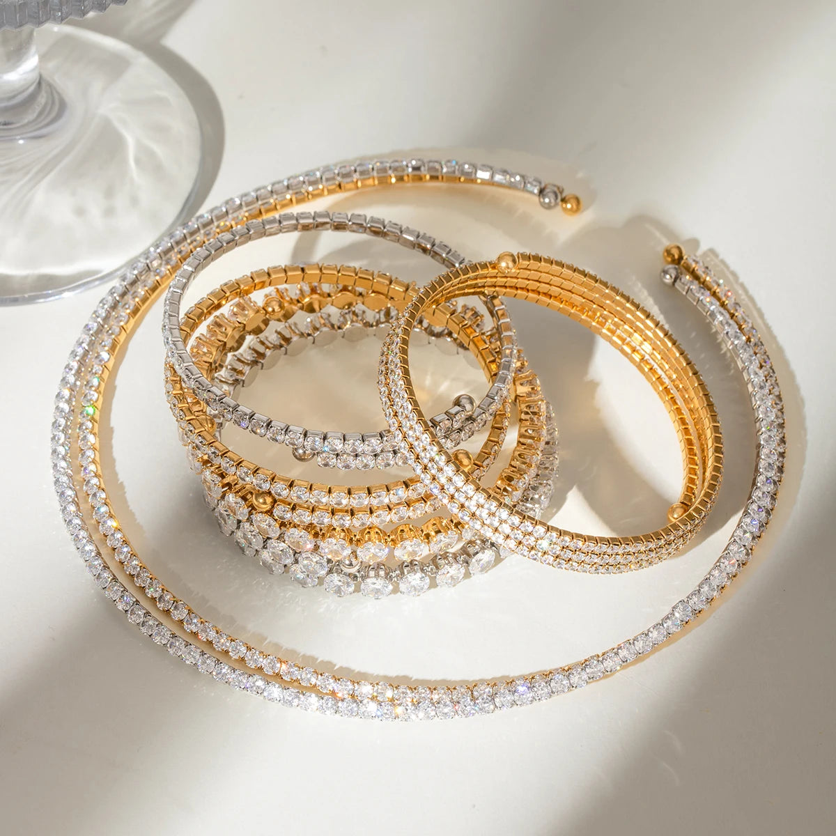 Zircon Layered Bracelet – 18K Gold Plated Stainless Steel