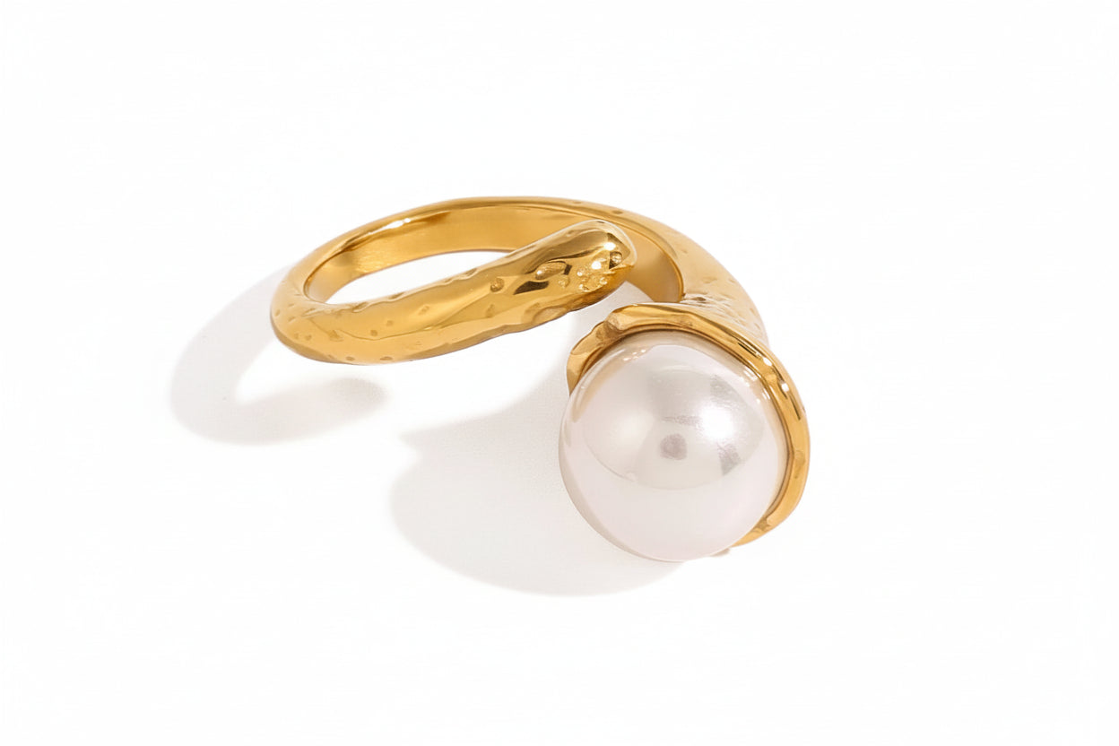 Pearl Open Ring – 18K Gold Plated Stainless Steel