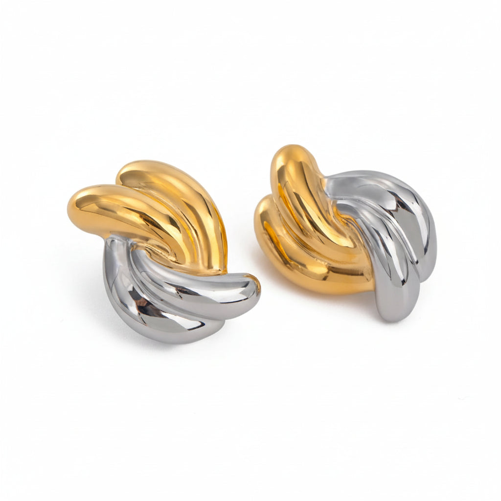 Textured Irregular Stud Earrings – 18K Gold Plated Stainless Steel