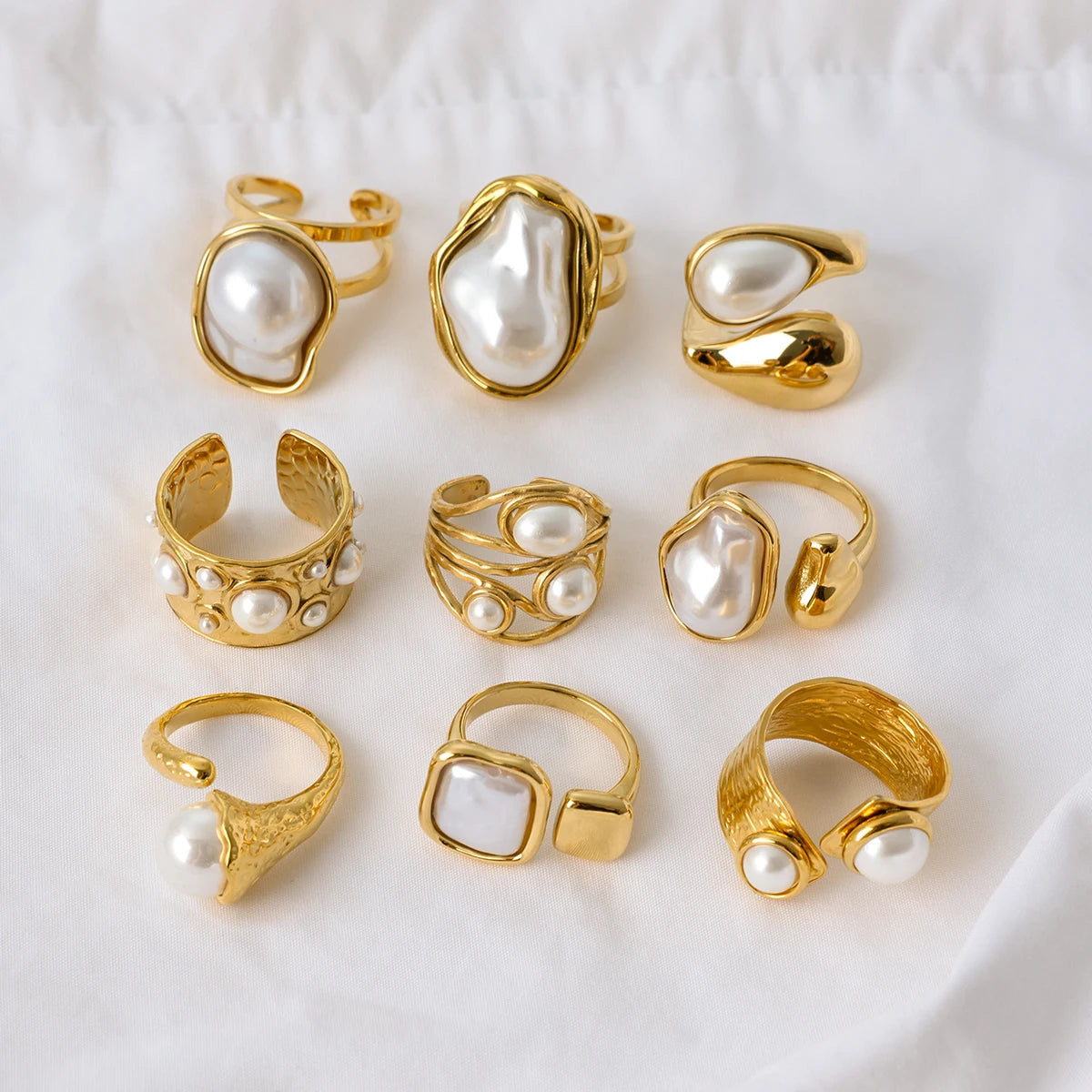 Pearl Open Ring – 18K Gold Plated Stainless Steel