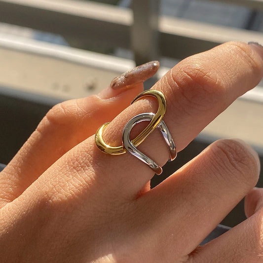 Irregular Winding Open Ring - 18K Plated Stainless Steel